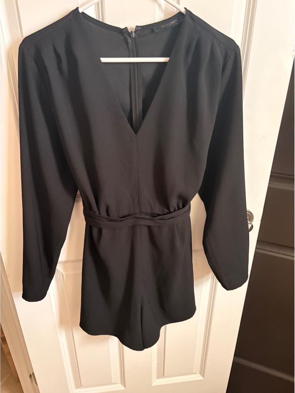 AllSaints Black Karine Playsuit Belted Quiet Luxury Size US 8